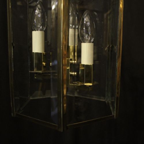 ENGLISH ART DECO TRIPLE LIGHT ANTIQUE LANTERN - ADDITIONAL PHOTO 7