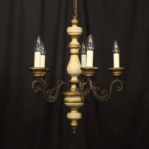 florentine 5 light polychrome chandelier - CATEGORY: ANTIQUE LIGHTING - DATED 1930