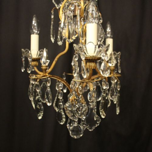 FRENCH GILDED 4 LIGHT BIRDCAGE ANTIQUE CHANDELIER - ADDITIONAL PHOTO 1