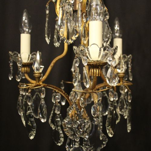 FRENCH GILDED 4 LIGHT BIRDCAGE ANTIQUE CHANDELIER - ADDITIONAL PHOTO 2