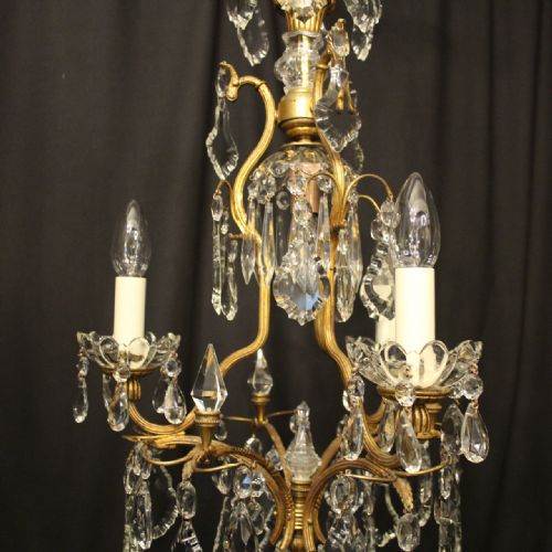 FRENCH GILDED 4 LIGHT BIRDCAGE ANTIQUE CHANDELIER - ADDITIONAL PHOTO 4
