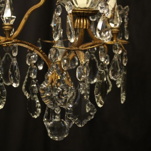 FRENCH GILDED 4 LIGHT BIRDCAGE ANTIQUE CHANDELIER - ADDITIONAL PHOTO 7