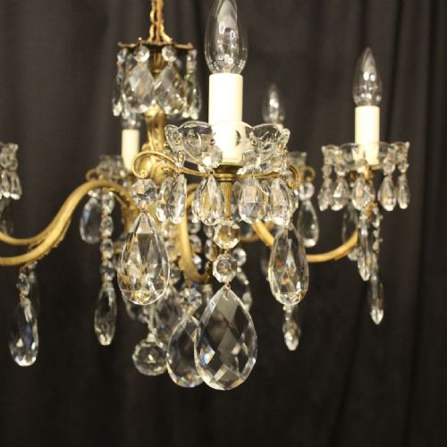 FRENCH 6 LIGHT GILDED BRONZE ANTIQUE CHANDELIER - ADDITIONAL PHOTO 1