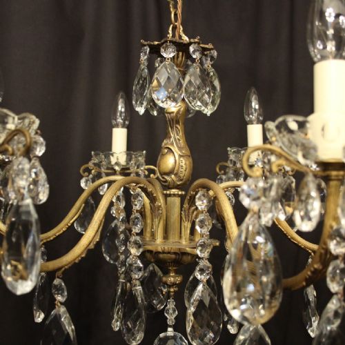 FRENCH 6 LIGHT GILDED BRONZE ANTIQUE CHANDELIER - ADDITIONAL PHOTO 5