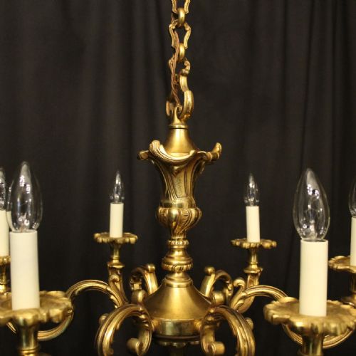 FRENCH GILDED BRONZE 6 LIGHT ANTIQUE CHANDELIER - ADDITIONAL PHOTO 5