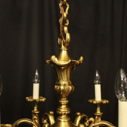 FRENCH GILDED BRONZE 6 LIGHT ANTIQUE CHANDELIER - ADDITIONAL PHOTO 7