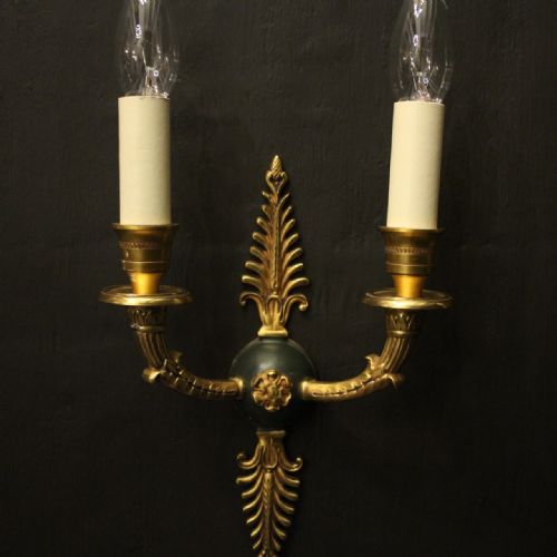FRENCH PAIR OF EMPIRE GILDED ANTIQUE WALL LIGHTS - ADDITIONAL PHOTO 2