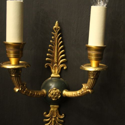 FRENCH PAIR OF EMPIRE GILDED ANTIQUE WALL LIGHTS - ADDITIONAL PHOTO 3