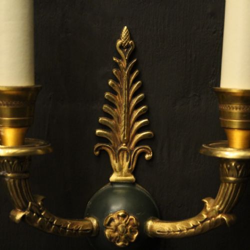 FRENCH PAIR OF EMPIRE GILDED ANTIQUE WALL LIGHTS - ADDITIONAL PHOTO 4