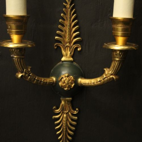 FRENCH PAIR OF EMPIRE GILDED ANTIQUE WALL LIGHTS - ADDITIONAL PHOTO 6