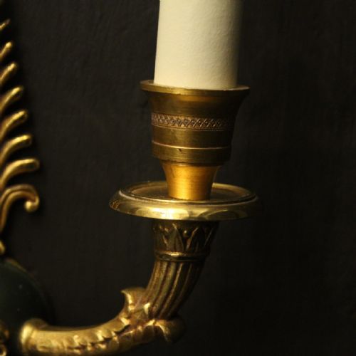 FRENCH PAIR OF EMPIRE GILDED ANTIQUE WALL LIGHTS - ADDITIONAL PHOTO 7
