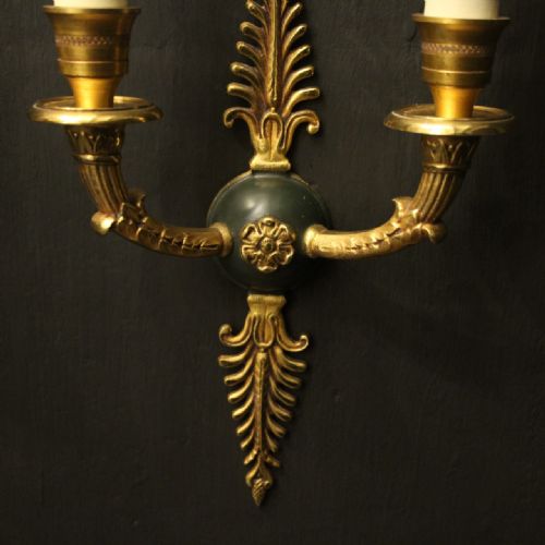 FRENCH PAIR OF EMPIRE GILDED ANTIQUE WALL LIGHTS - ADDITIONAL PHOTO 8