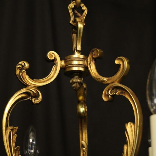 FRENCH GILDED BRONZE 6 LIGHT ANTIQUE CHANDELIER - ADDITIONAL PHOTO 7