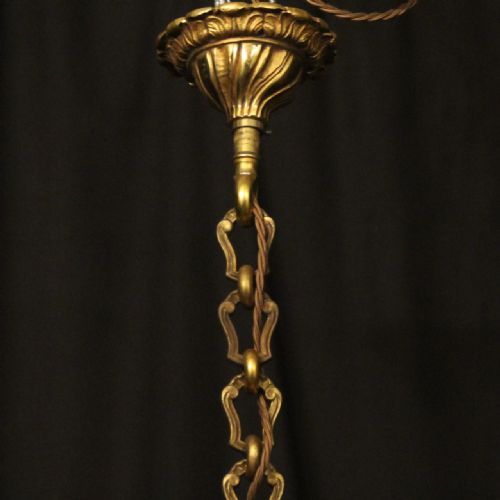 FRENCH GILDED BRONZE 6 LIGHT ANTIQUE CHANDELIER - ADDITIONAL PHOTO 10
