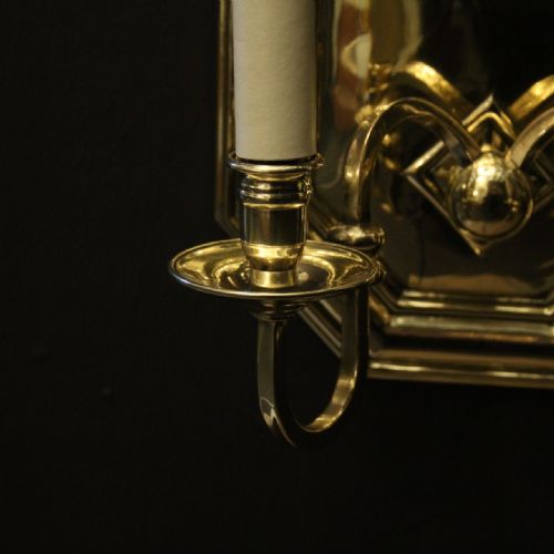 ENGLISH SET OF 4 BRASS TWIN ARM ANTIQUE LIGHTS - ADDITIONAL PHOTO 4