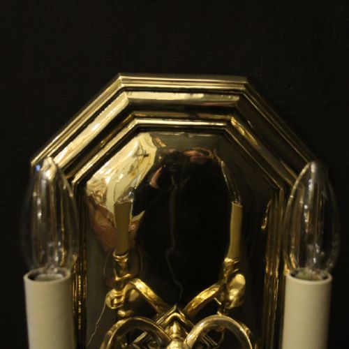 ENGLISH SET OF 4 BRASS TWIN ARM ANTIQUE LIGHTS - ADDITIONAL PHOTO 6