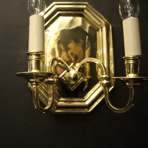 ENGLISH SET OF 4 BRASS TWIN ARM ANTIQUE LIGHTS - ADDITIONAL PHOTO 7