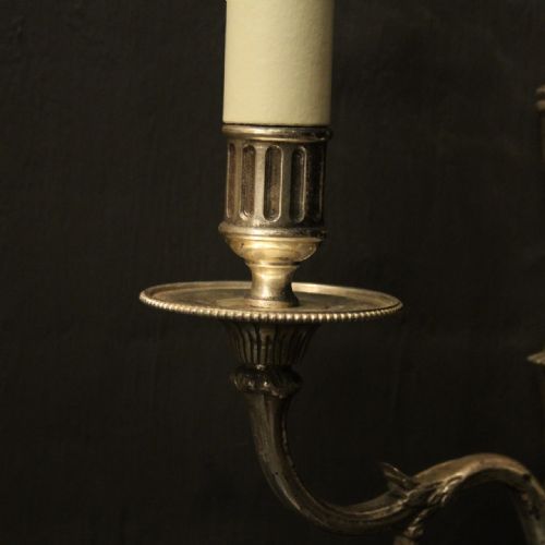 FRENCH PAIR OF SILVER GILDED ANTIQUE WALL LIGHTS - ADDITIONAL PHOTO 3