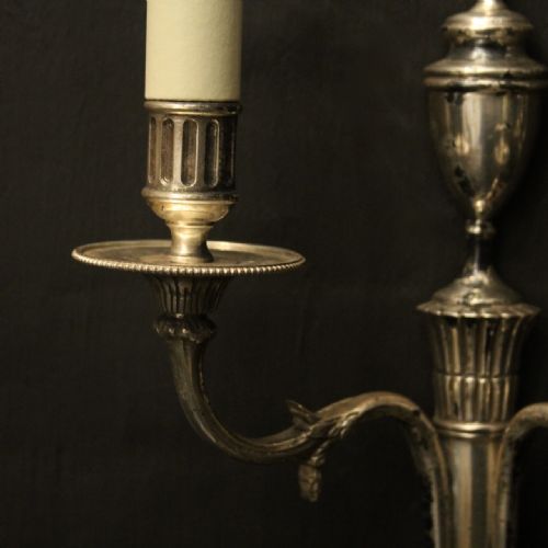 FRENCH PAIR OF SILVER GILDED ANTIQUE WALL LIGHTS - ADDITIONAL PHOTO 5