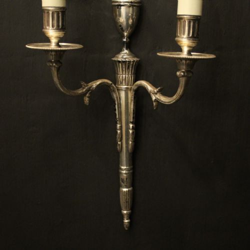 FRENCH PAIR OF SILVER GILDED ANTIQUE WALL LIGHTS - ADDITIONAL PHOTO 7