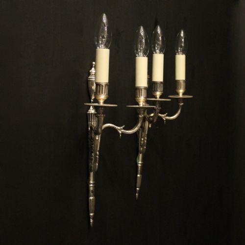 FRENCH PAIR OF SILVER GILDED ANTIQUE WALL LIGHTS - ADDITIONAL PHOTO 9