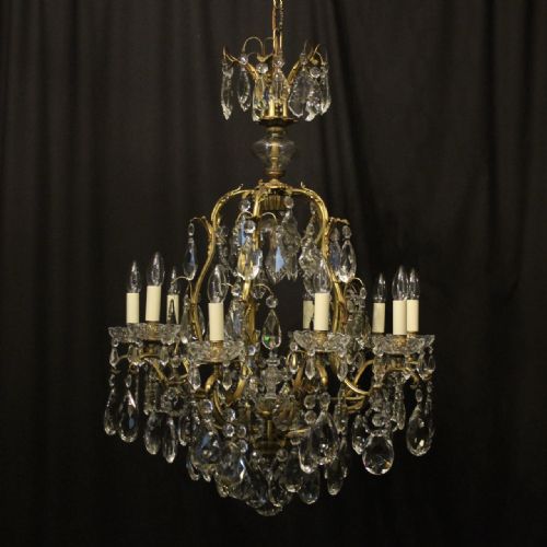 french gilded bronze crystal 11 light chandelier - CATEGORY: ANTIQUE LIGHTING - DATED 1910