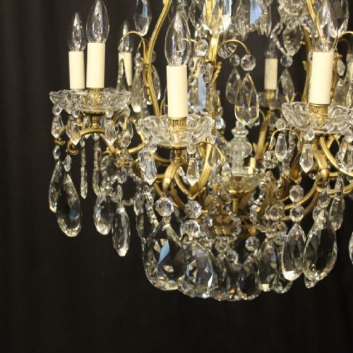 FRENCH GILDED BRONZE CRYSTAL 11 LIGHT CHANDELIER - ADDITIONAL PHOTO 5
