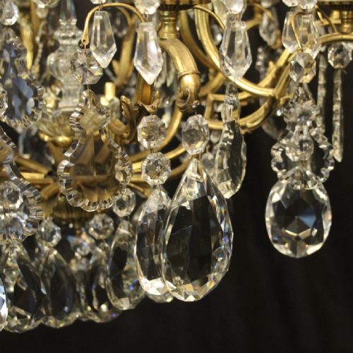 FRENCH GILDED BRONZE CRYSTAL 11 LIGHT CHANDELIER - ADDITIONAL PHOTO 8