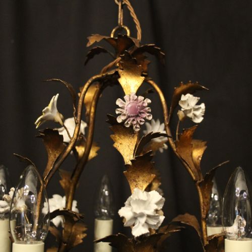 ITALIAN FLORENTINE 5 LIGHT ANTIQUE CHANDELIER - ADDITIONAL PHOTO 1