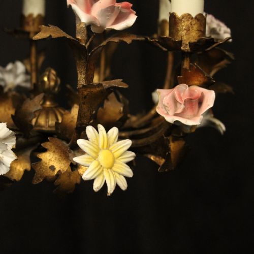 ITALIAN FLORENTINE 5 LIGHT ANTIQUE CHANDELIER - ADDITIONAL PHOTO 6