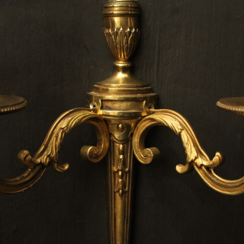 FRENCH PAIR OF GILDED TWIN ARM ANTIQUE WALL LIGHTS - ADDITIONAL PHOTO 6