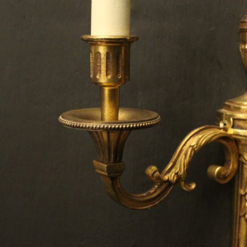 FRENCH PAIR OF GILDED TWIN ARM ANTIQUE WALL LIGHTS - ADDITIONAL PHOTO 7