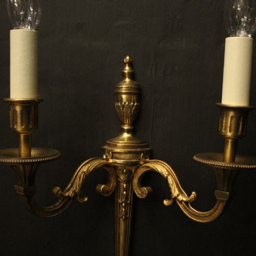 FRENCH PAIR OF GILDED TWIN ARM ANTIQUE WALL LIGHTS - ADDITIONAL PHOTO 8