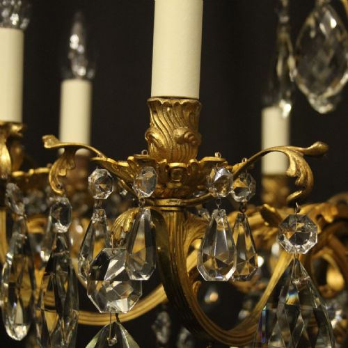ITALIAN 8 LIGHT GILDED BRONZE CRYSTAL ANTIQUE CHANDELIER - ADDITIONAL PHOTO 3