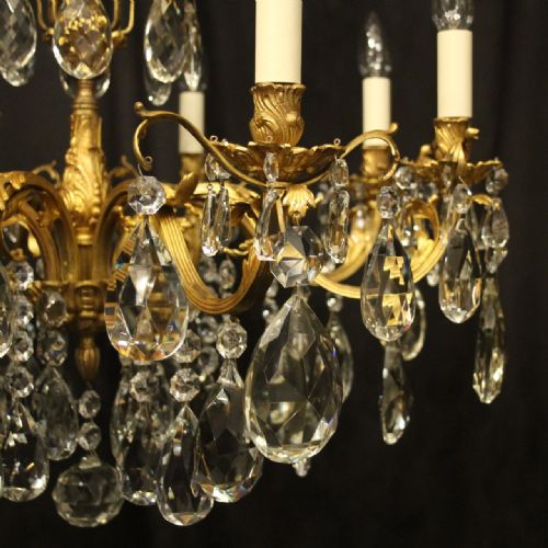 ITALIAN 8 LIGHT GILDED BRONZE CRYSTAL ANTIQUE CHANDELIER - ADDITIONAL PHOTO 5
