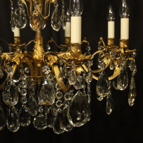 ITALIAN 8 LIGHT GILDED BRONZE CRYSTAL ANTIQUE CHANDELIER - ADDITIONAL PHOTO 6