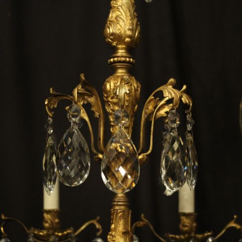 ITALIAN 8 LIGHT GILDED BRONZE CRYSTAL ANTIQUE CHANDELIER - ADDITIONAL PHOTO 7