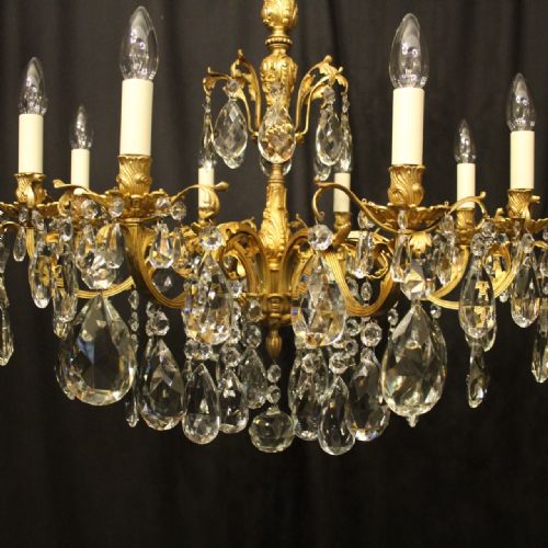 ITALIAN 8 LIGHT GILDED BRONZE CRYSTAL ANTIQUE CHANDELIER - ADDITIONAL PHOTO 8