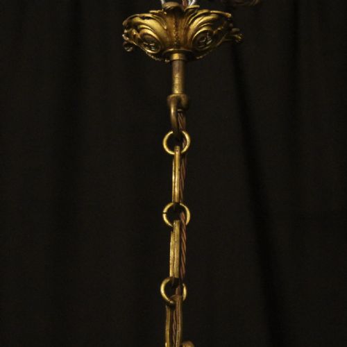 ITALIAN 8 LIGHT GILDED BRONZE CRYSTAL ANTIQUE CHANDELIER - ADDITIONAL PHOTO 9