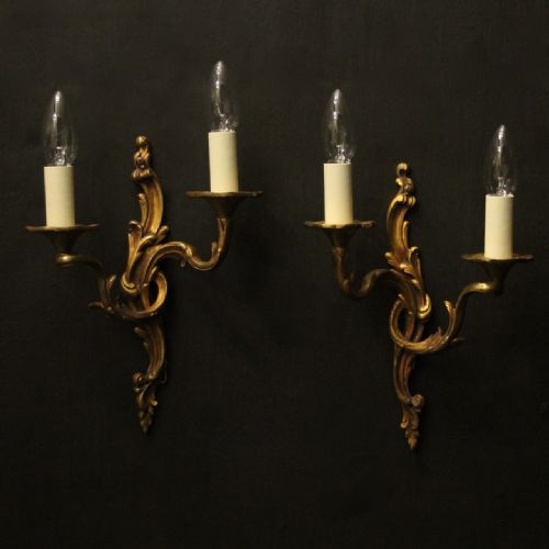 french pair of bronze antique wall lights - CATEGORY: ANTIQUE LIGHTING - DATED 1920