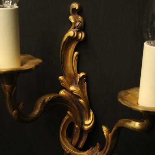 FRENCH PAIR OF BRONZE ANTIQUE WALL LIGHTS - ADDITIONAL PHOTO 3