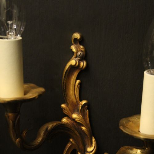 FRENCH PAIR OF BRONZE ANTIQUE WALL LIGHTS - ADDITIONAL PHOTO 4
