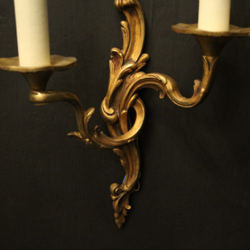 FRENCH PAIR OF BRONZE ANTIQUE WALL LIGHTS - ADDITIONAL PHOTO 5