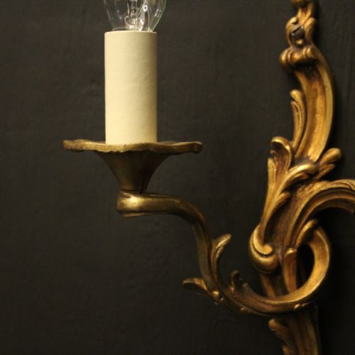 FRENCH PAIR OF BRONZE ANTIQUE WALL LIGHTS - ADDITIONAL PHOTO 6