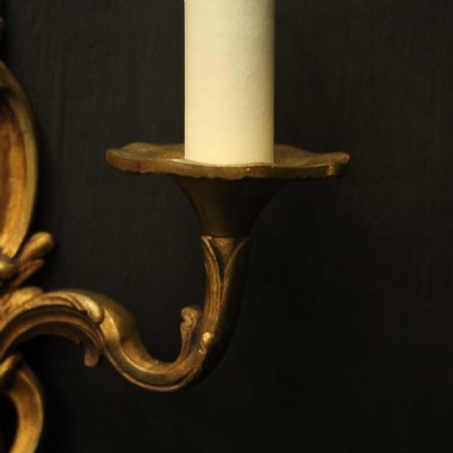 FRENCH PAIR OF BRONZE ANTIQUE WALL LIGHTS - ADDITIONAL PHOTO 7