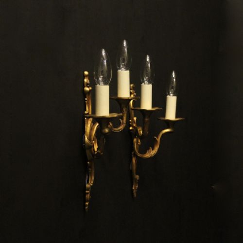 FRENCH PAIR OF BRONZE ANTIQUE WALL LIGHTS - ADDITIONAL PHOTO 9