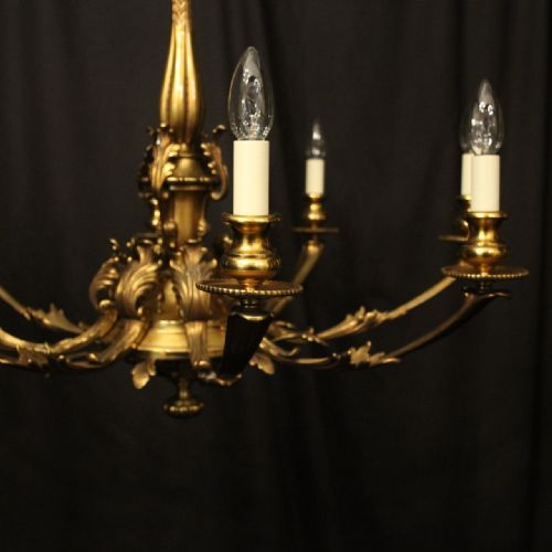 FRENCH GILDED BRONZE 8 LIGHT ANTIQUE CHANDELIER - ADDITIONAL PHOTO 1