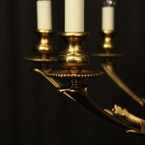 FRENCH GILDED BRONZE 8 LIGHT ANTIQUE CHANDELIER - ADDITIONAL PHOTO 3