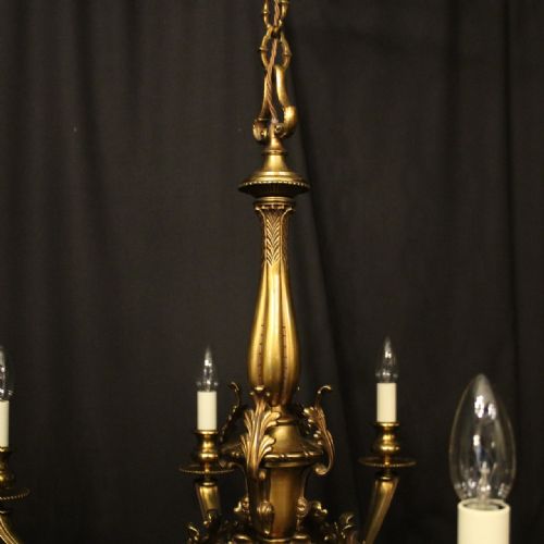 FRENCH GILDED BRONZE 8 LIGHT ANTIQUE CHANDELIER - ADDITIONAL PHOTO 4