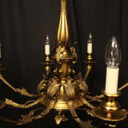 FRENCH GILDED BRONZE 8 LIGHT ANTIQUE CHANDELIER - ADDITIONAL PHOTO 5